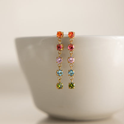 Modern Luxury Pastel Bright Tennis Chain Earrings