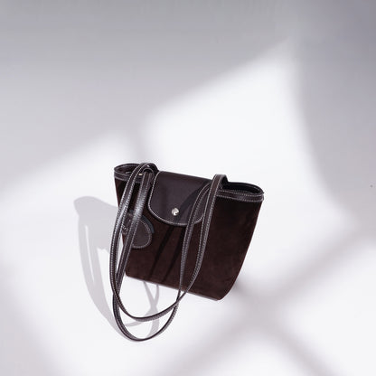 Urban Suede Genuine Leather Mini Tote Clutch Bag
