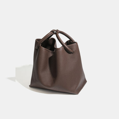 Timeless Large Capacity Soft Genuine Leather Bucket Shoulder Bag