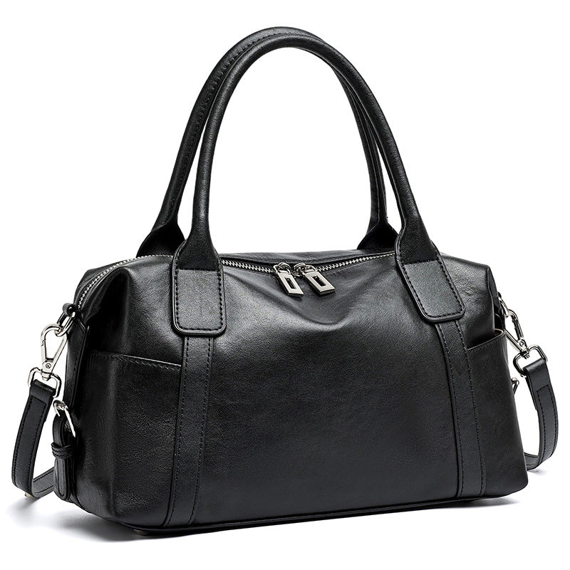 Effortless Genuine Leather Commuter Boston Clutch Bag