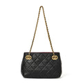 Classic Quilted Sheepskin Genuine Leather Chain Mini Tote Clutch Bag
