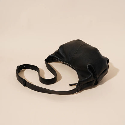 Obsidian Slouch Crescent Genuine Leather Hobo Bag