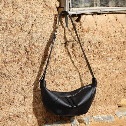 Effortless Genuine Leather Crossbody Dumpling Bag