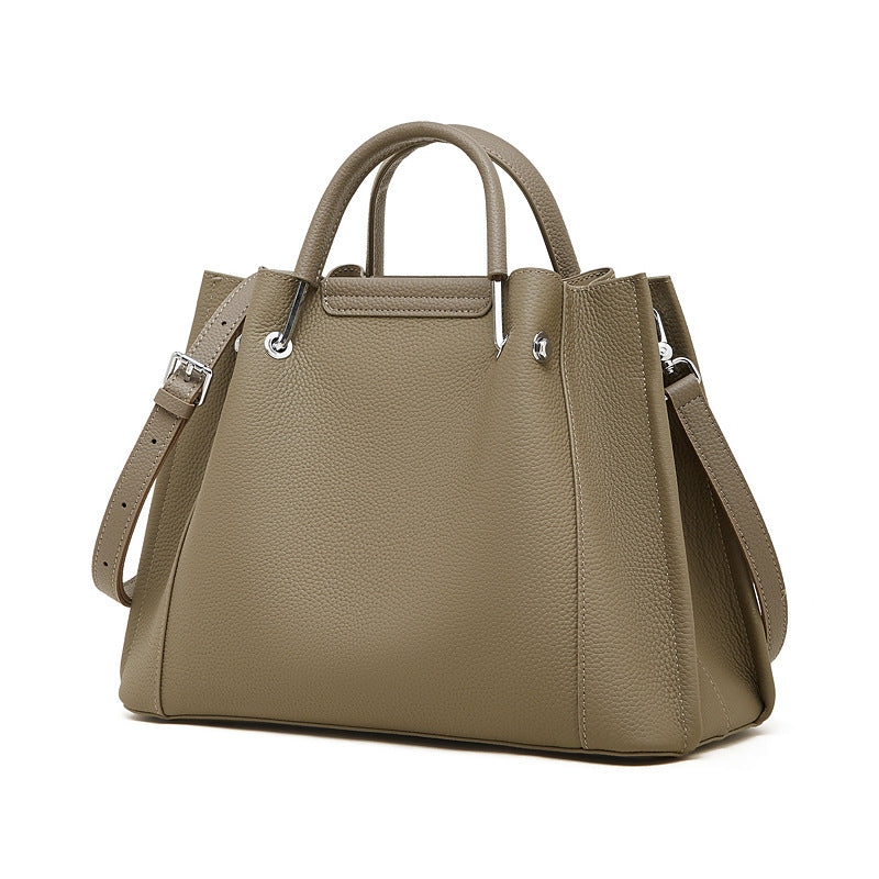 Women's Executive Trapezoid Genuine Leather Tote Bag