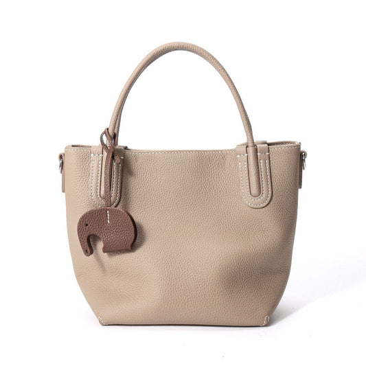 The Lucky Elephant Charm Genuine Leather Bucket Bag