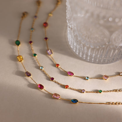 Chromatic Gradient Geometric Luminary Stacking Bracelet