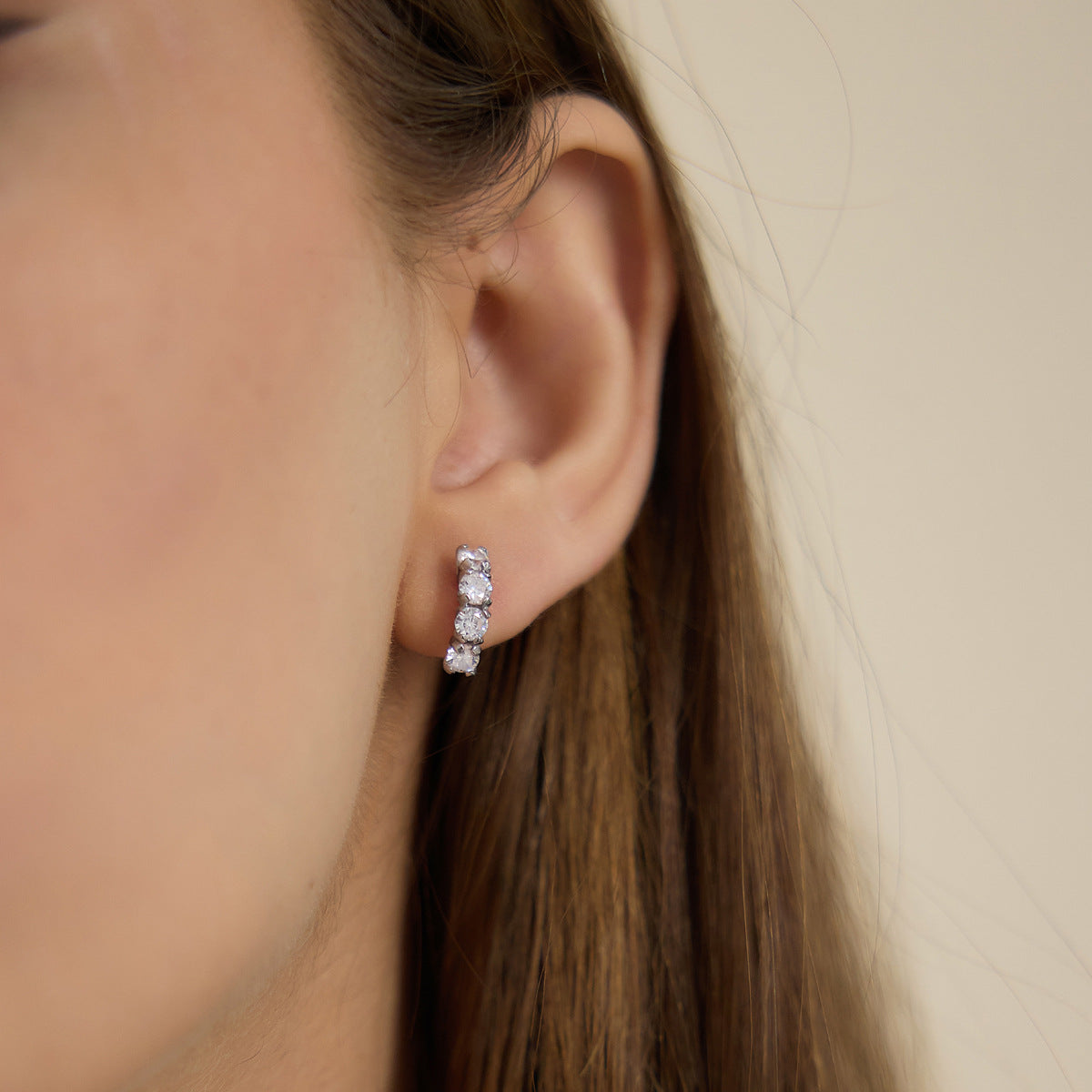 Luxury French Vintage Curved Eternity Climber Earrings