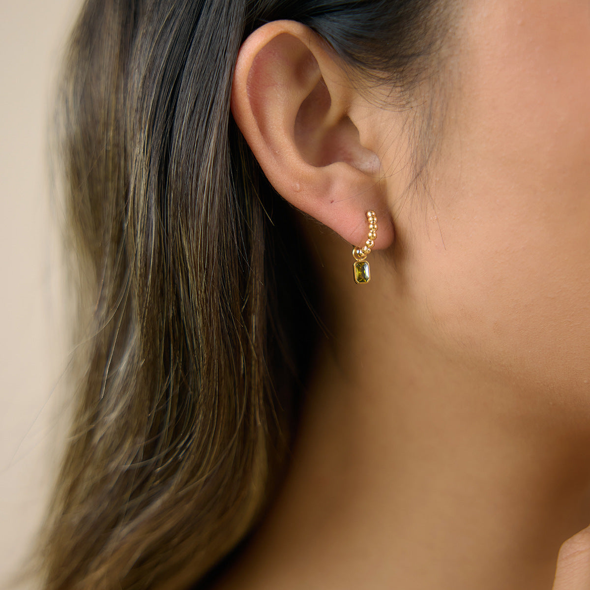 Luxury Vintage Ribbed Beaded Champagne Charm Earrings