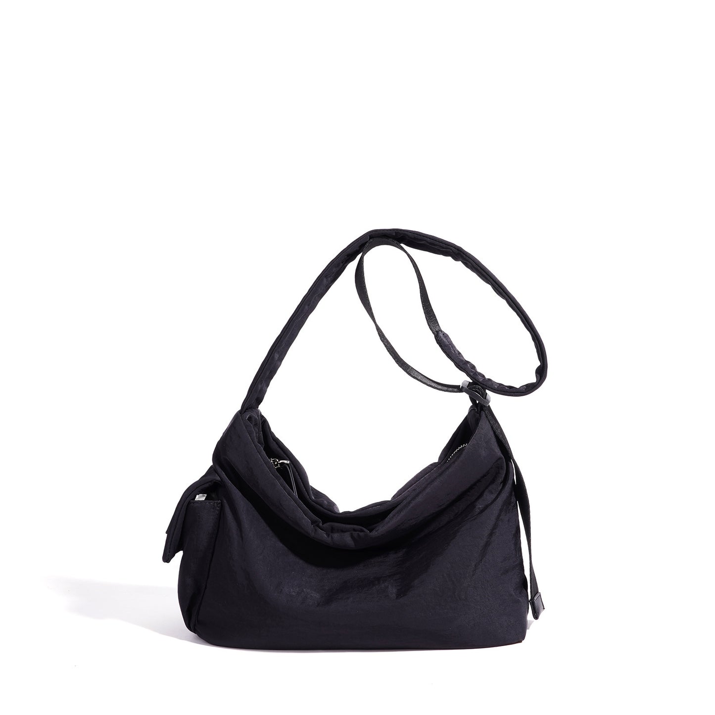 Minimalist Slouchy Nylon Shoulder Clutch Bag