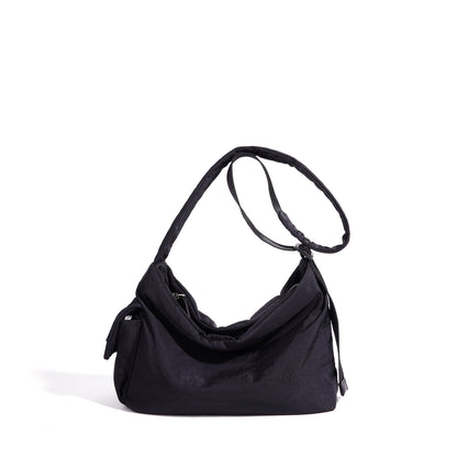 Minimalist Slouchy Nylon Shoulder Clutch Bag