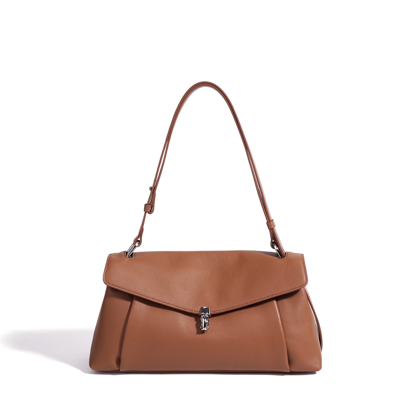 Muted Pebbled Genuine Leather Flap Clutch Bag