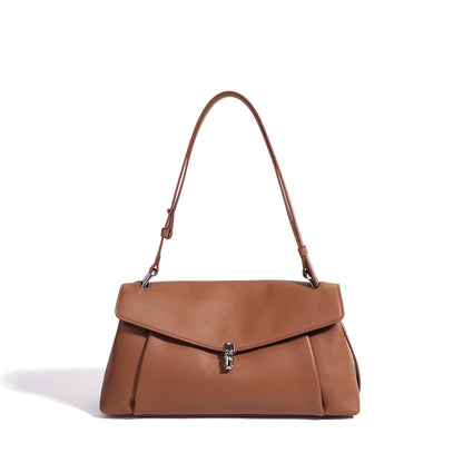 Muted Pebbled Genuine Leather Flap Clutch Bag