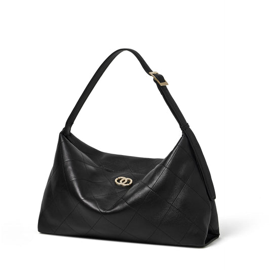 Elegant Quilted Sheepskin Leather Hobo Clutch Bag