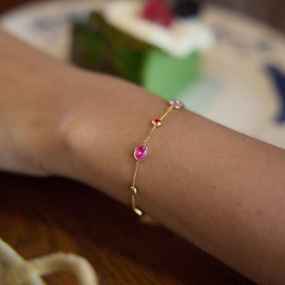 Chromatic Gradient Geometric Luminary Stacking Bracelet