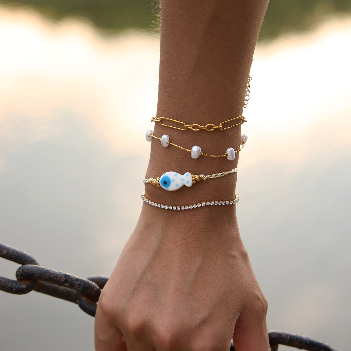 Whimsical Riviera Aquatic Dainty Charm Bracelet