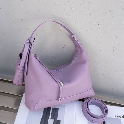 The Ethereal Slouchy Genuine Leather Bag - Minimalist Pebbled Hobo with Mini Pouch
