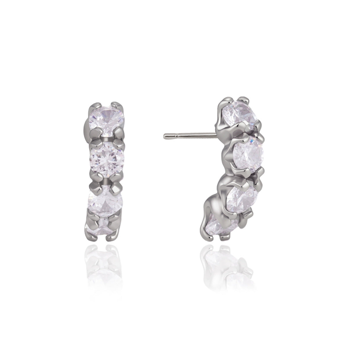 Luxury French Vintage Curved Eternity Climber Earrings