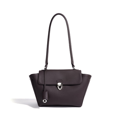 Quiet Luxe Pebbled Genuine Leather Winged Flap Tote Clutch Bag