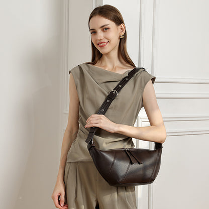 Effortless Genuine Leather Crossbody Dumpling Bag