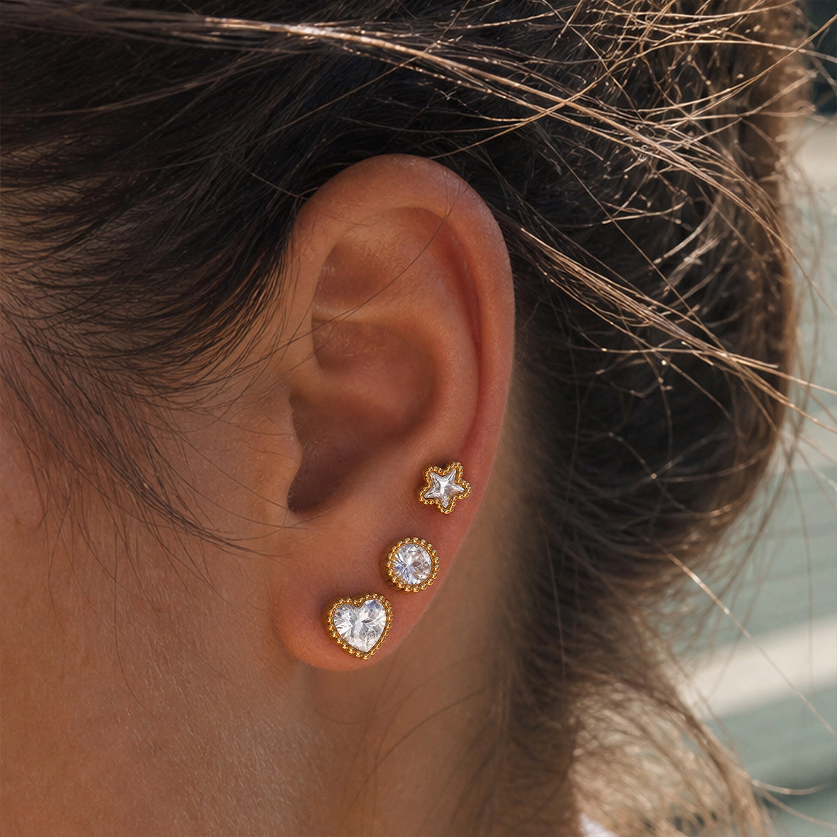 Luxury Celestial Romantic Beaded Curated Stud Earrings Set