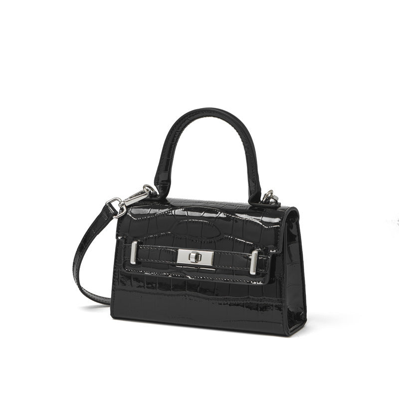 Minimalist Crocodile Pattern Handheld Genuine Leather Crossbody Bag