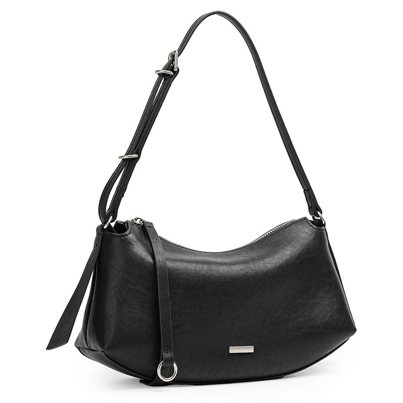 Elegant Genuine Leather Crescent Clutch Bag