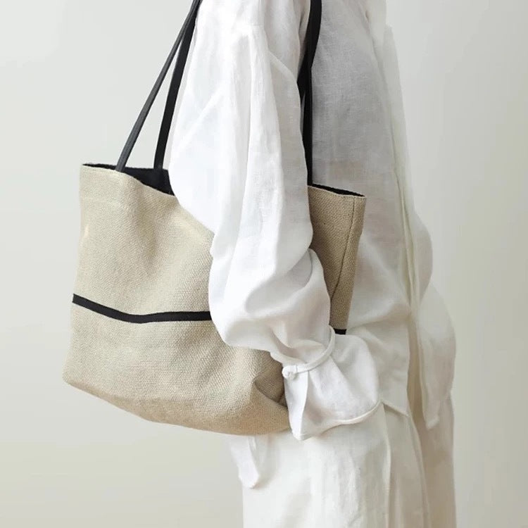 Minimalist Effortless Linen Tote Clutch Bag
