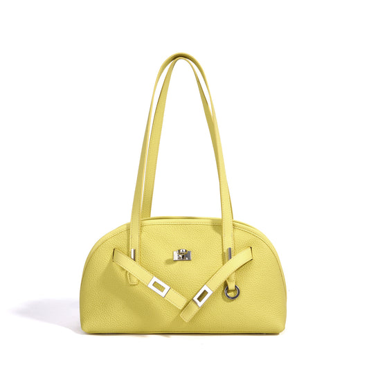 Vibrant Genuine Leather Large Capacity Half-Moon Clutch Bag