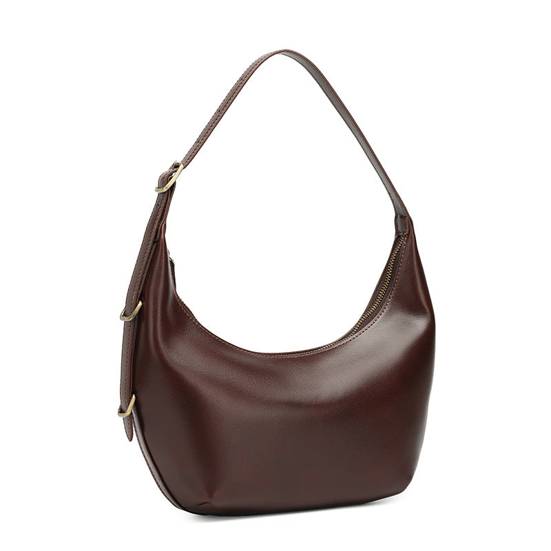 Niche Timeless Genuine Leather Dumping Bag With Unique Oil Waxed Patina