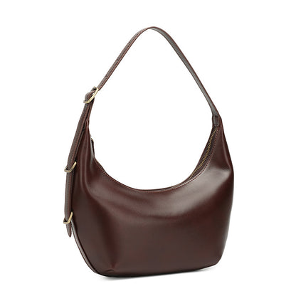 Niche Timeless Genuine Leather Dumping Bag With Unique Oil Waxed Patina