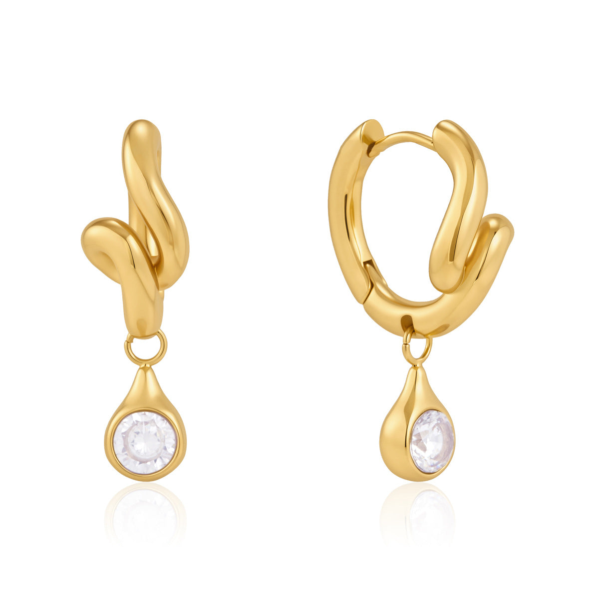Modern Luxury Fluid Swirl Teardrop Drop Earrings