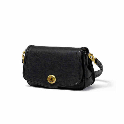 The Washed Genuine Leather Turn-Lock Flap Shoulder Crossbody Bag