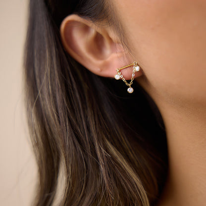 Modern Luxury Bezel Trio V Drape Earrings