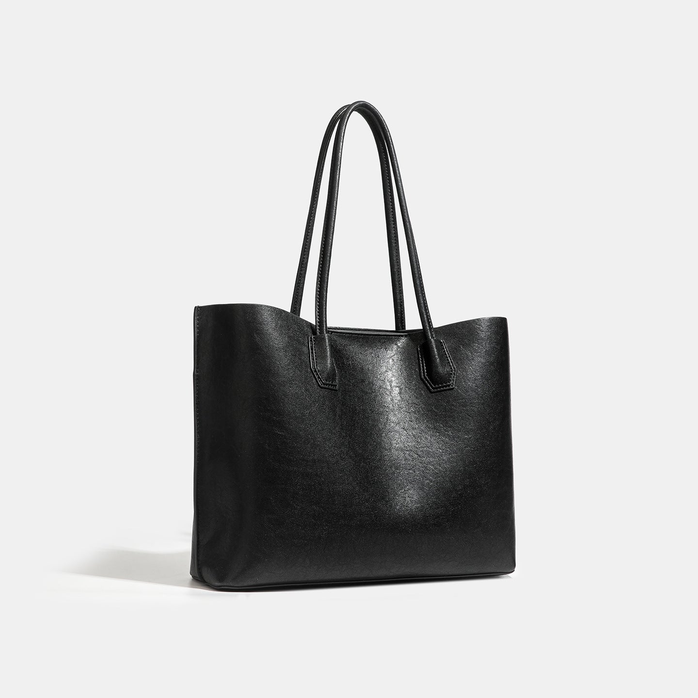 Minimalist Soft Genuine Leather Magnetic Slouchy Tote Shoulder Bag