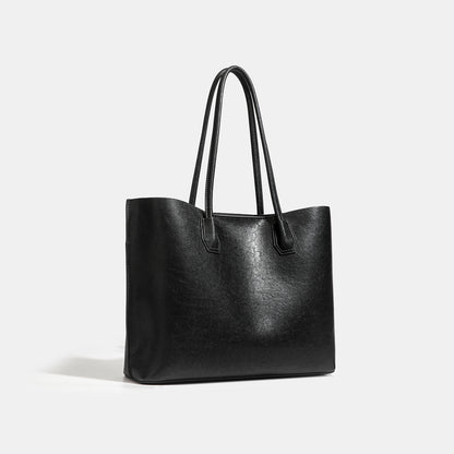 Minimalist Soft Genuine Leather Magnetic Slouchy Tote Shoulder Bag
