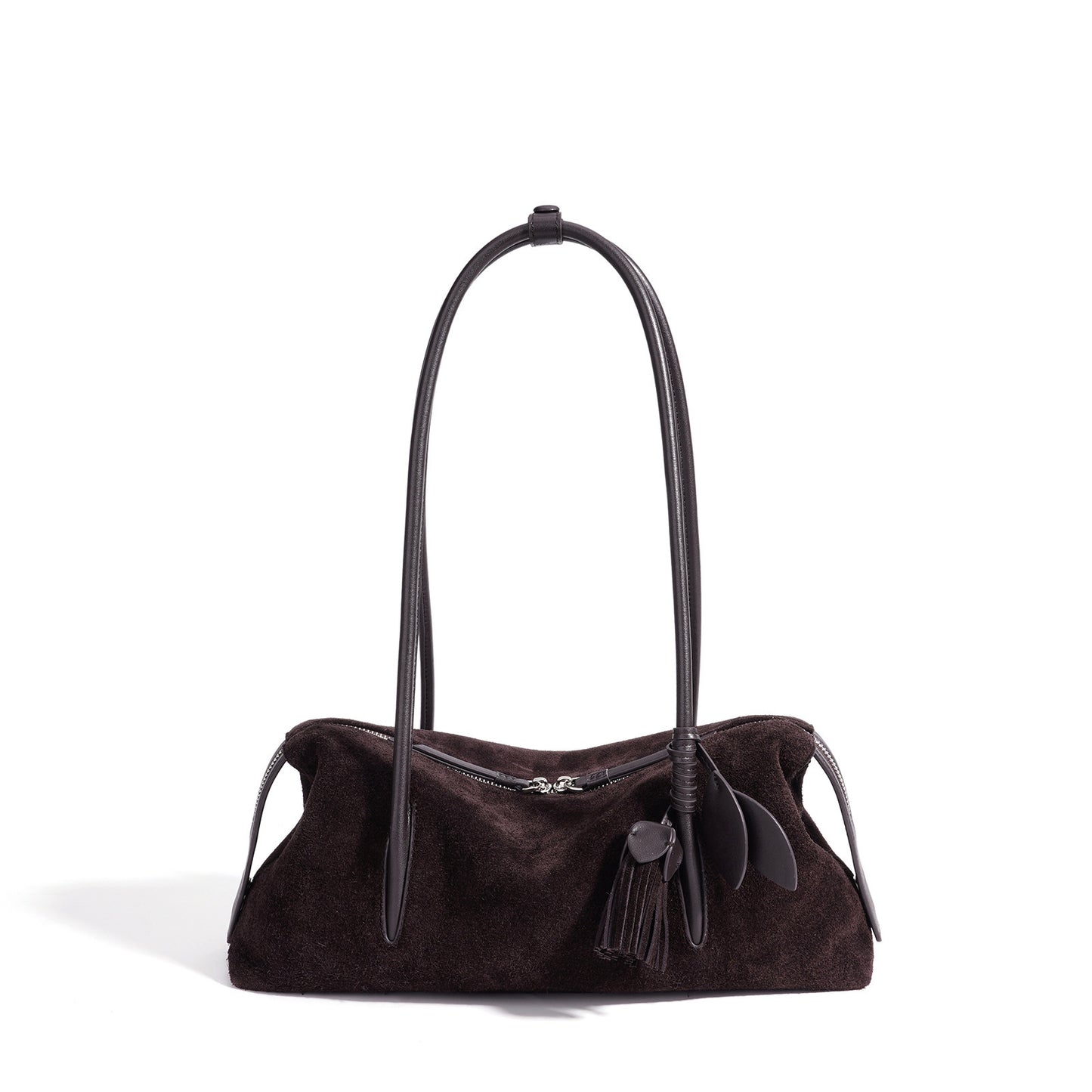 Chic Matte Genuine Leather Baguette Clutch Bag