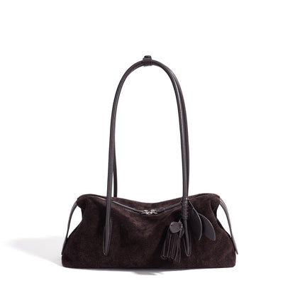 Chic Matte Genuine Leather Baguette Clutch Bag