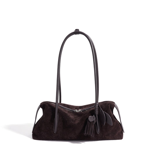 Chic Matte Genuine Leather Baguette Clutch Bag