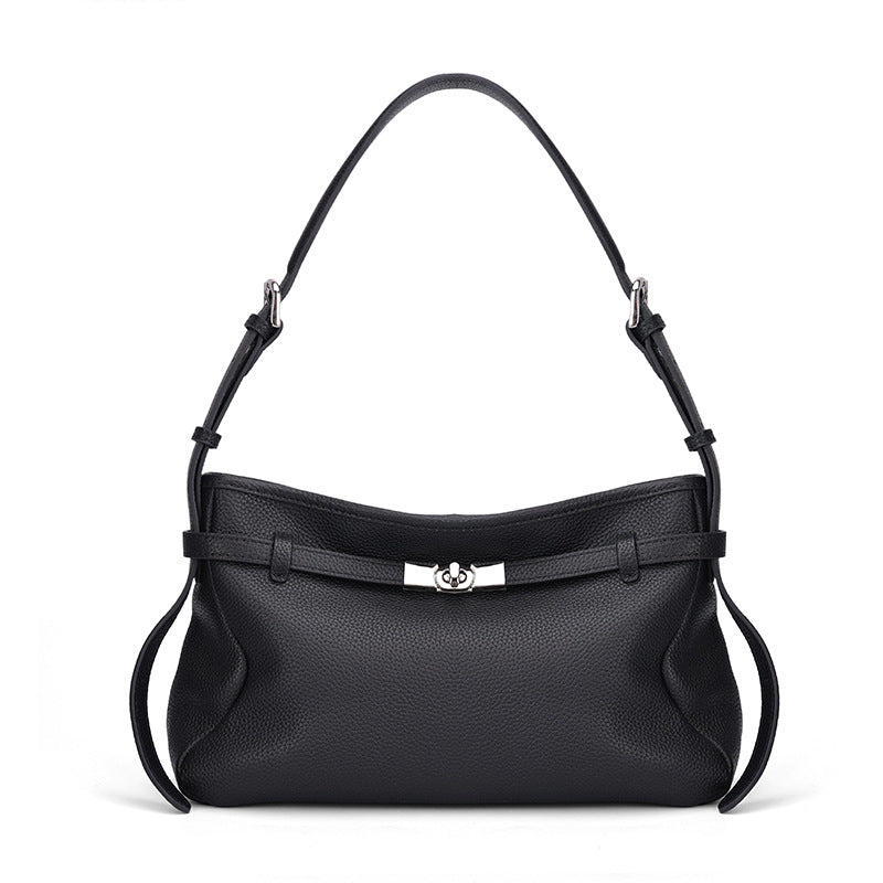 The Parisian Slouchy Genuine Leather Bag - Belted Pebble Leather Hobo