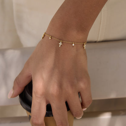 Elegant Minimalist Sacred Drop Glimmering Fringe Bracelet