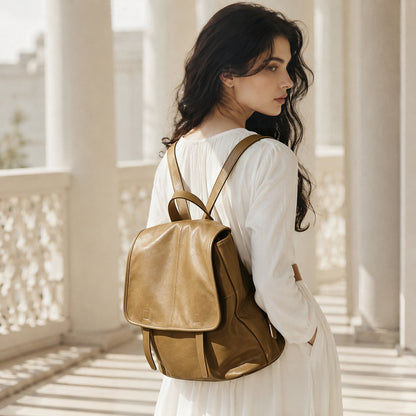 Vintage Casual Genuine Leather Flap Backpack