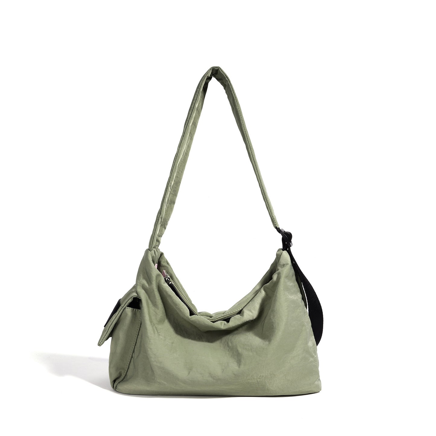 Minimalist Slouchy Nylon Shoulder Clutch Bag