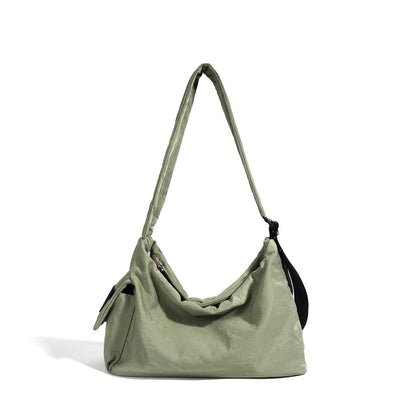 Minimalist Slouchy Nylon Shoulder Clutch Bag
