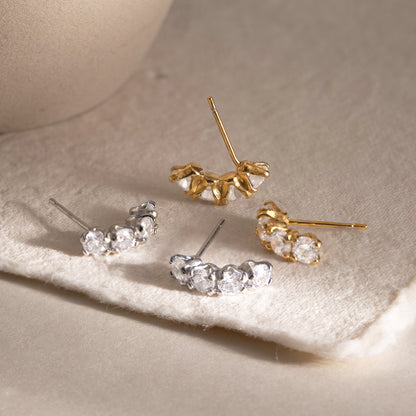 Luxury French Vintage Curved Eternity Climber Earrings