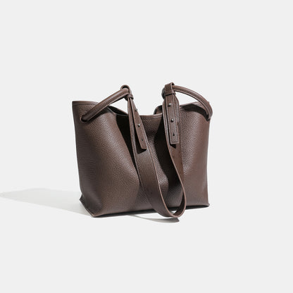 Timeless Large Capacity Soft Genuine Leather Bucket Shoulder Bag