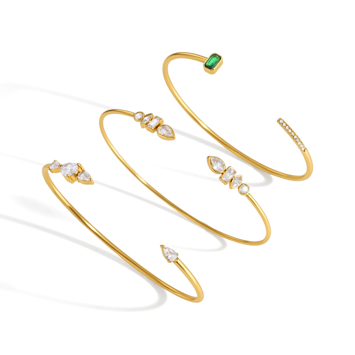 Geometric Silhouette Sculptural Open Cuff Stacking Bracelet