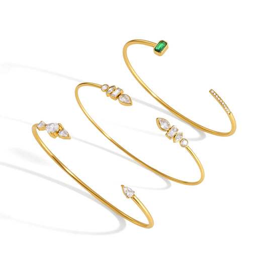 Geometric Silhouette Sculptural Open Cuff Stacking Bracelet