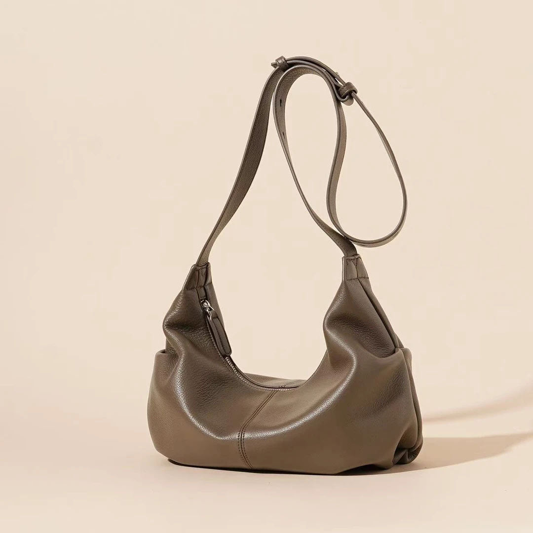 Obsidian Slouch Crescent Genuine Leather Hobo Bag