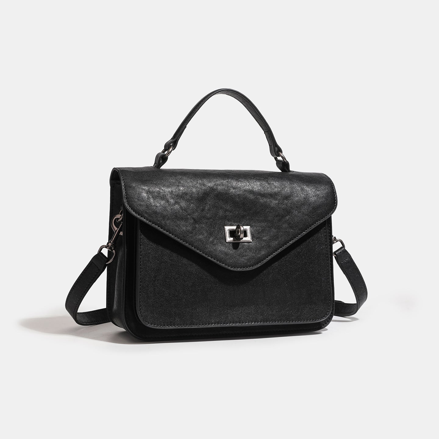 Retro Geometric Envelope Genuine Leather Messenger Clutch Bag