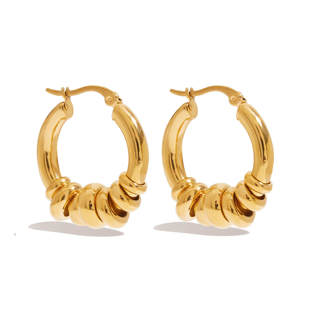 Geometric Interlocking Ring Earrings